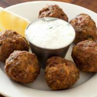 Keftedes (Greek Meatballs) (6 Pieces) · Beef, onion, garlic, and parsley.