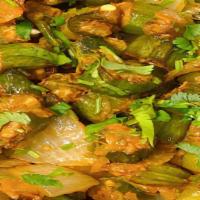 Bhindi Masala · Tender okra cooked with caramelized onions and Gujarati spice.