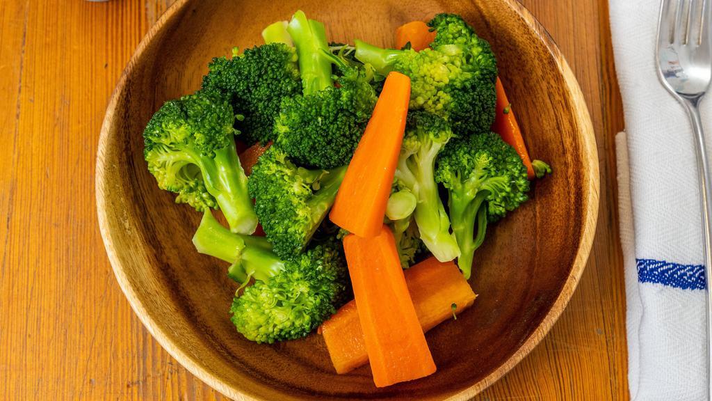 Blanched Carrots & Broccoli · Vegan, gluten-free, dairy-free seasonal, organic, and local whenever possible.