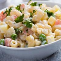 Macaroni Salad · Cooked Macaroni mixed with a house special mayo.