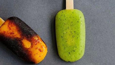 Seasonal Popsicles · plum, avocado passion fruit and chocolate coconut.