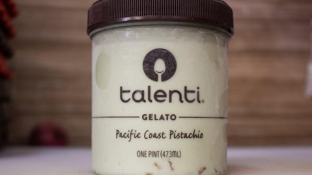 Talenti - Pacific Coast Pistachio · Roasted California pistachios, pistachio butter, milk, pure cane sugar, fresh cream and milk are expertly blended to create our Pacific Coast pistachio. Previously called Sicilian Pistachio, this flavor uses the same delicious recipe but now with pistachios from California.