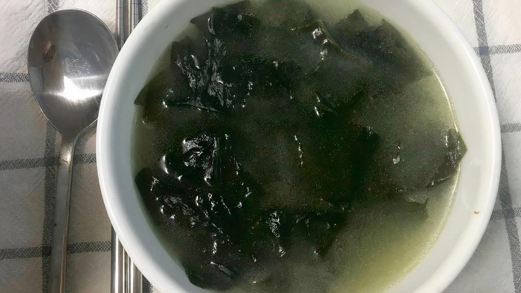 Seaweed Soup · Seaweed, soy sauce, sesame oil, salt