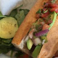 Spicy Devil Hot Dog · Chipotle sausage, avocado and pico de gallo.