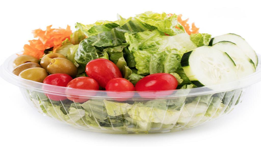 Garden Salad · 32 oz of freshness ! Ingredients: Baby Mixed Greens. Packed Separately: Grape Tomato, Cucumber, Cheddar Cheese, Monterey Jack Cheese, Crotons.