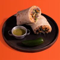 Veggie Banditos Burrito · 12 ” flour tortilla with rice, black beans, shredded lettuce, pico de gallo, sour cream, che...
