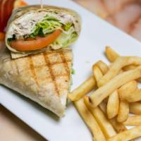 White Albacore Tuna Salad Wrap · Served with diced tomatoes and fresh lettuce, in a plain flour tortilla.