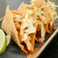 *New* Wonton Tacos (3 Pcs) · Wonton tacos filled with chicken in our special sweet chili sauce and Asian coleslaw on top....