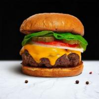 The Cheeser Burger · Plant-based beyond meat patty perfectly cooked, topped with vegan cheddar cheese all on a wa...