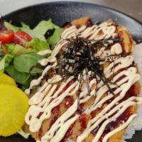 Chicken Katsu Donburi · Fried chicken cutlet, Japanese mayo, chef special sauce, sesame twice seasoning