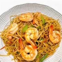 Stir Fried Ramen · Stir fried ramen noodles with green peppers, bean sprouts, and carrots, topped with sesame r...