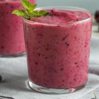 Very Berry Smoothie · Smoothie made with fresh blueberries, blackberries, strawberries and apple juice.