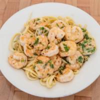 1/2 Lb Of 25-30  Wild Caught Shrimp Pasta  · 0.5lb of our 25-30 wild caught shrimp sautéed with fresh garlic basil and red sause with a t...