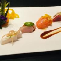 Four Flavors · New. Four flavors tuna, salmon, yellowtail, white tuna with special sauce