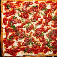 Grandma'S Pizza (Slice) · Thick cross square pizza with fresh crushed tomato sauce, fresh mozzarella cheese and basil.