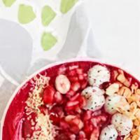Beet, Pray, Love Yogurt Bowl · House-made Greek yogurt flavored with beets, mixed berry compote, overnight almond chia, top...