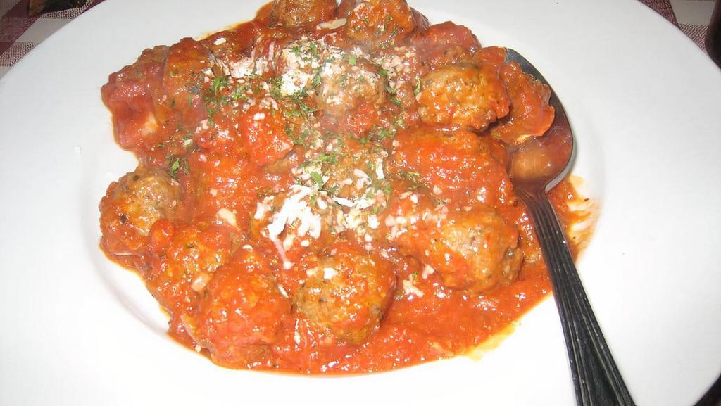 Mini Meatballs · Served in homemade marinara, topped with parmesan cheese.
