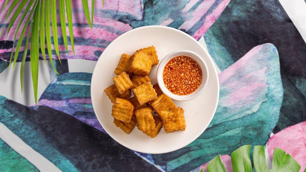 Vegan Fried Tofu · Crispy fried tofu.