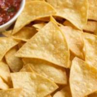 Salsa And Chips · Chunky tomato salsa with onion and cilantro. With bag of chips