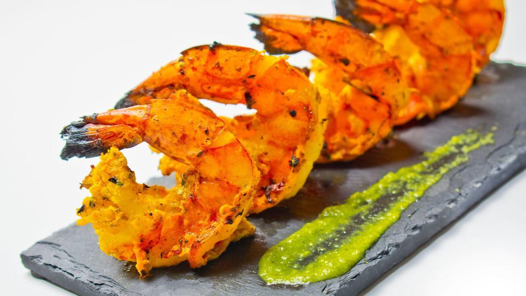 Jumbo Shrimp (6 Pcs) · Jumbo shrimp marinated or fresh herbs & Indian spices grilled in clay oven