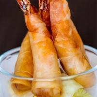 Crispy Shrimp Rolls · With a perfectly balanced Vietnamese sweet and tangy sauce.