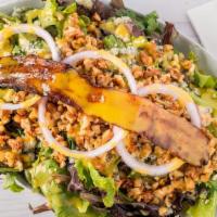 Arcadian Salad · Arcadian mix salad - Arcadian mix, candied walnuts, crumbled gorgonzola tossed in our homema...