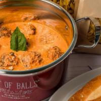 Pot Of Balls Marinara · Meatballs in our millie's pot tilled with marinara sauce and two pounds of dried millie's pa...
