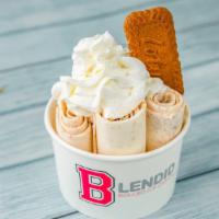 Biscoff Delight · Vanilla ice cream with biscoff cookie and caramel, topped with whipped cream, biscoff cookie...