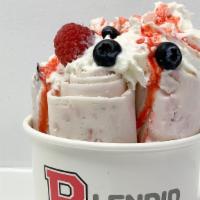 Fruit Roll- Up · Vanilla Ice Cream with Strawberry, Raspberries,
Blueberries. and condensed milk.