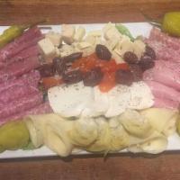 Cold Antipasto · Proscuitto, Fresh Mozzarella, Salami, soppressata, Kalamata Olives, Roasted Peppers, Importe...