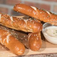Bavarian Pretzels · Bavarian style pretzels, house-made sharp cheddar fondue