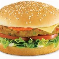 Veggie Burger Combo · Includes Fries and FREE can soda. Burger comes with Lettuce, Tomato, Onion, & Mayo.