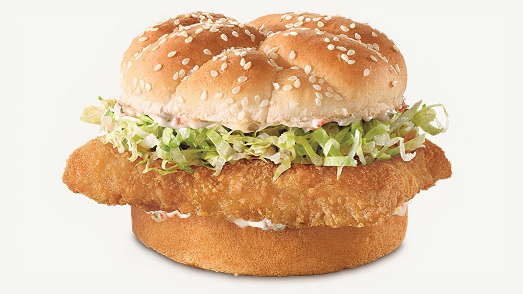 Fish Sandwich Combo · Includes Fries and FREE can soda. Sandwich comes with Lettuce, Tomato, Onion, & Tartar Sauce.