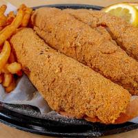 Fried Fish Combo · Includes Fries & FREE can soda. Choose between 2, 3 or 5 Pieces.