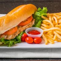 Grilled Chicken Sandwich Combo · With French fries and soda.