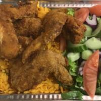 Hot Wings (6)With Rice & Salad  · With rice and salad.