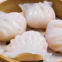 Steamed Shrimp Dumpling 水晶蝦餃 · Delicate wheat starch skin steamed dumpling with shrimp filling
4 pieces