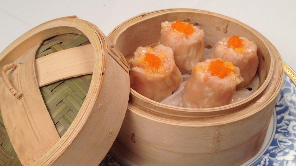 Shrimp Shumai 蝦燒賣  · Freshly minced extremely tender shrimp is wrapped in a thin layer of sticky dumpling wrapper, highly addictive subtle taste and texture
4 pieces