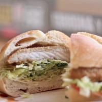 Pollo Empanizado Sandwich · Breaded chicken hero.
