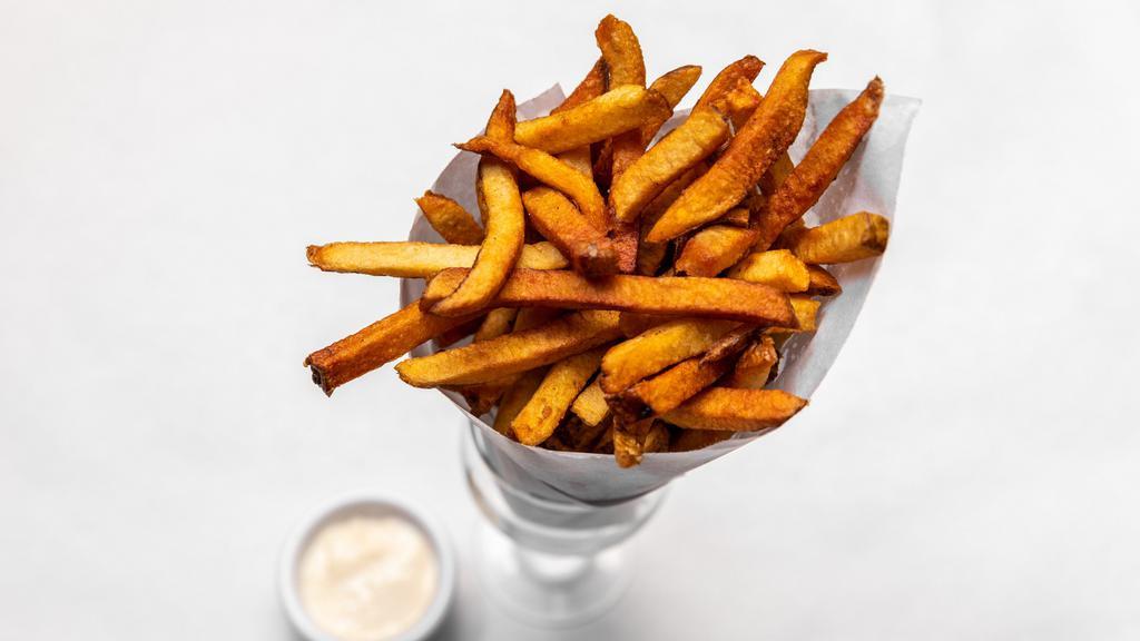 Cone Of Hand Cut Fries · Served with ketchup, malt vinegar and choice of one sauce.
