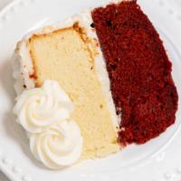 Red & White · One Layer of Red Velvet Cake & One Layer of Yellow Buttercake
With
Cream Cheese & Buttercrea...