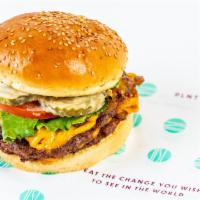 Dbl Plnt Cheeseburger · Double Beyond Meat Patty, Caramelized Onion, Pickles, NewFields American Cheese, Green Leaf ...