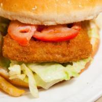 Fish Filet Sandwich With Fries & Can Drink · Served with lettuce, tomato and tarter sauce.