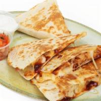 Bbq Chicken Quesadilla · Jack cheese, grilled mesquite chicken and BBQ sauce. Served with sour cream and salsa.