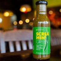 Bottle Of Screamin' Green · A bottle of our vibrant green sauce that's bursting with lime cilantro flavor and finished o...