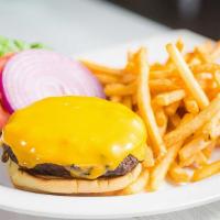 L7 Cheeseburger W/Fries · American Cheeseburger with French Fries