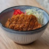 Tonkatsu Don · Deep-fried sliced breaded pork, homemade brown sauce, ginger.