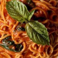 Spaghetti Alla Chitarra · San Marzano tomatoes and basil.