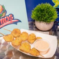 Pluto Pickles · Deep fried all pickles made with our whitemade seasoned breadcrumbs.