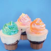 Cupcake · An individual ice cream cake for one!  Chocolate and vanilla custard layered with fudge and ...